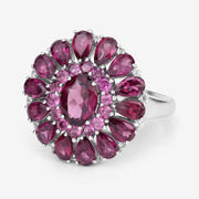 Bids.com 6.19 Carat Genuine Rhodolite and White Topaz .925 Sterling Silver Ring Rings White Smoke size 9.00,size 5.00,size 6.00,size 7.00,size 8.00,size 10.00