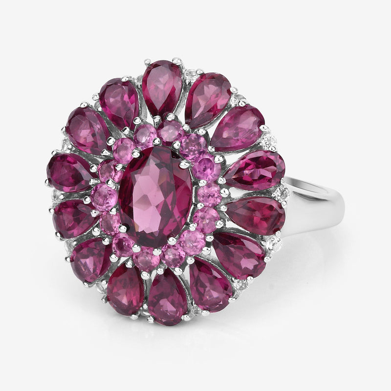 Bids.com 6.19 Carat Genuine Rhodolite and White Topaz .925 Sterling Silver Ring Rings White Smoke size 9.00,size 5.00,size 6.00,size 7.00,size 8.00,size 10.00