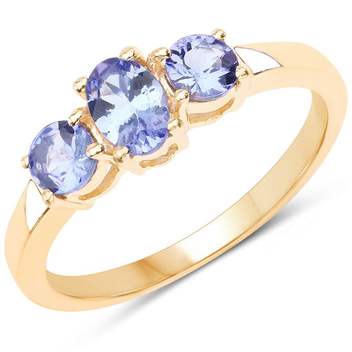 Bids.com 18K Yellow Gold Plated 0.90 Carat Genuine Tanzanite .925 Sterling Silver Ring Rings White Smoke size 6.00,size 7.00,size 8.00,size 9.00,size 5.00,size 10.00