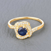 Bids.com 0.73 Carat Genuine Blue Sapphire and White Diamond 14K Yellow Gold Ring Rings Dark Gray size 5.00,size 6.00,size 7.00,size 8.00,size 9.00