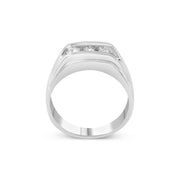 Bids.com Men's .925 Sterling Silver 1/3 Cttw Diamond Channel Set 3 Stone Ring Band (I-J Color, I3 Clarity) - Ring Size 10 Rings White Smoke 10 / White.Sterling Silver,9 / White.Sterling Silver,11 / White.Sterling Silver,12 / White.Sterling Silver
