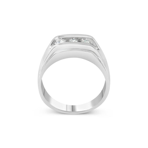 Bids.com Men's .925 Sterling Silver 1/3 Cttw Diamond Channel Set 3 Stone Ring Band (I-J Color, I3 Clarity) - Ring Size 10 Rings White Smoke 10 / White.Sterling Silver,9 / White.Sterling Silver,11 / White.Sterling Silver,12 / White.Sterling Silver