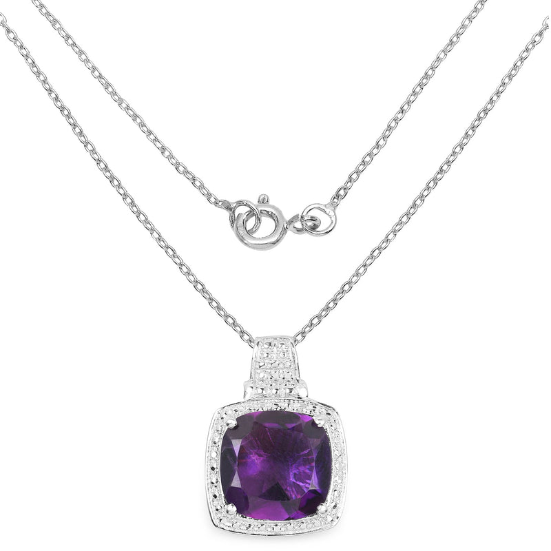 Bids.com 5.85 Carat Genuine Amethyst .925 Sterling Silver Pendant Pendants White Smoke One,size 18.00,size 20.00