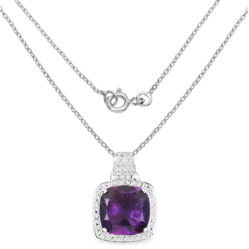 Bids.com 5.85 Carat Genuine Amethyst .925 Sterling Silver Pendant Pendants White Smoke One,size 18.00,size 20.00
