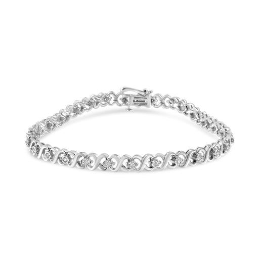 Bids.com .925 Sterling Silver 1/3 Cttw Miracle Plate Round-Cut Diamond Infinity Link Bracelet  (I-J Color, I3 Clarity)  - Size 7.25" Bracelets White Smoke White.Sterling Silver / 7.25
