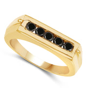 Bids.com 14K Yellow Gold Plated 0.50 Carat Genuine Black Diamond .925 Sterling Silver Ring Rings White Smoke size 8.00,size 6.00,size 7.00,size 9.00