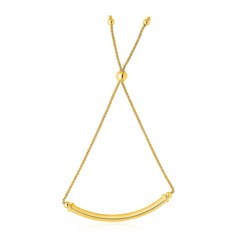 Bids.com 14k Yellow Gold Lariat Bracelet with Polished Curved Bar Bracelets White Smoke 9.25 / Yellow Gold
