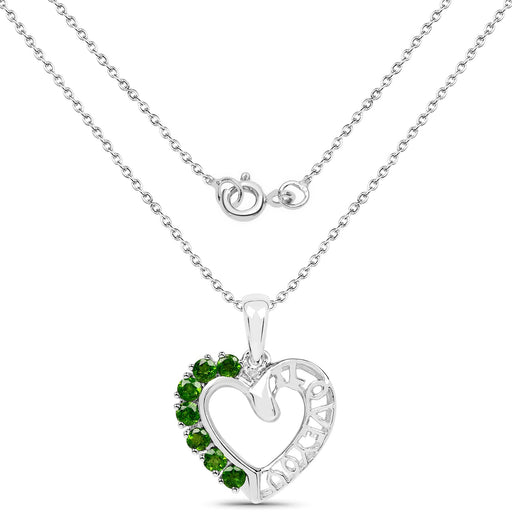 Bids.com 14K White Gold Plated 0.84 Carat Genuine Chrome Diopside .925 Sterling Silver Pendant Pendants White Smoke
