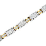 Bids.com 14K Two-Tone Gold Princess and Baguette-Cut Diamond Link Bracelet (3.00 cttw, H-I Color, SI1-SI2 Clarity) Bracelets White Smoke YellowWhite.Gold / 7