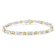Bids.com 10K Two-Tone Gold Princess Cut Diamond Geo Link Bracelet (1.00 cttw, H-I Color, SI1-SI2 Clarity) Bracelets White Smoke YellowWhite.Gold / 7