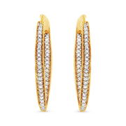 Bids.com 10K Yellow Gold 1/2 Cttw Round-Cut Diamond Modern Hoop Earrings (I-J Color, I2-I3 Clarity) Earrings White Smoke Yellow.Gold / 0.5