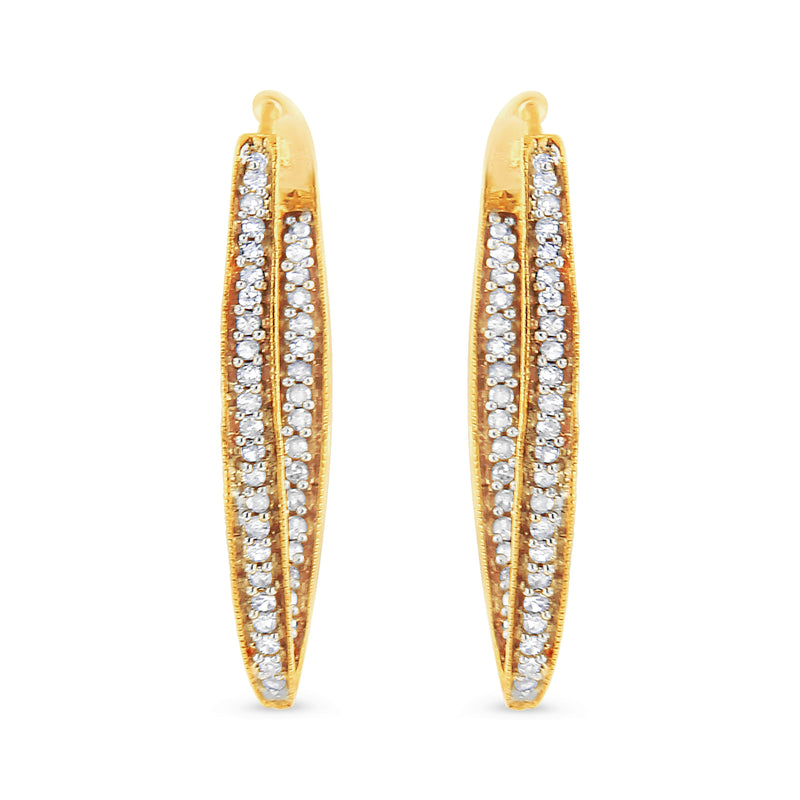 Bids.com 10K Yellow Gold 1/2 Cttw Round-Cut Diamond Modern Hoop Earrings (I-J Color, I2-I3 Clarity) Earrings White Smoke Yellow.Gold / 0.5