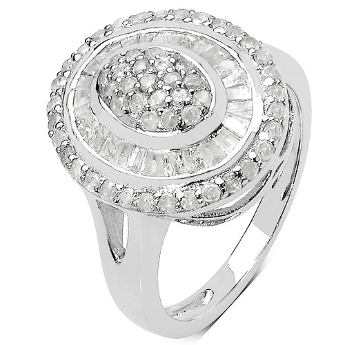 Bids.com 1.08 Carat Genuine White Diamond .925 Sterling Silver Ring Rings White Smoke size 8.00,size 6.00,size 7.00,size 9.00