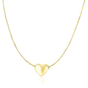 Bids.com 14k Yellow Gold Chain Necklace with Sliding Puffed Heart Charm Necklaces White Smoke 18 / Yellow Gold