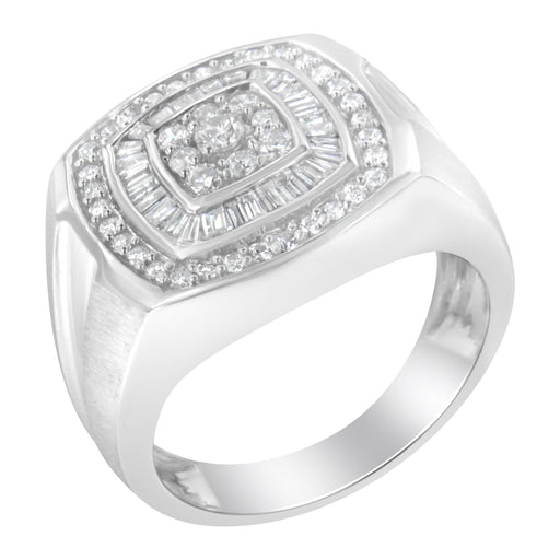 Bids.com 14K White Gold Men's 1 CTTW Diamond Band Ring Rings White Smoke 10 / White.Gold,10.5 / White.Gold,9.5 / White.Gold