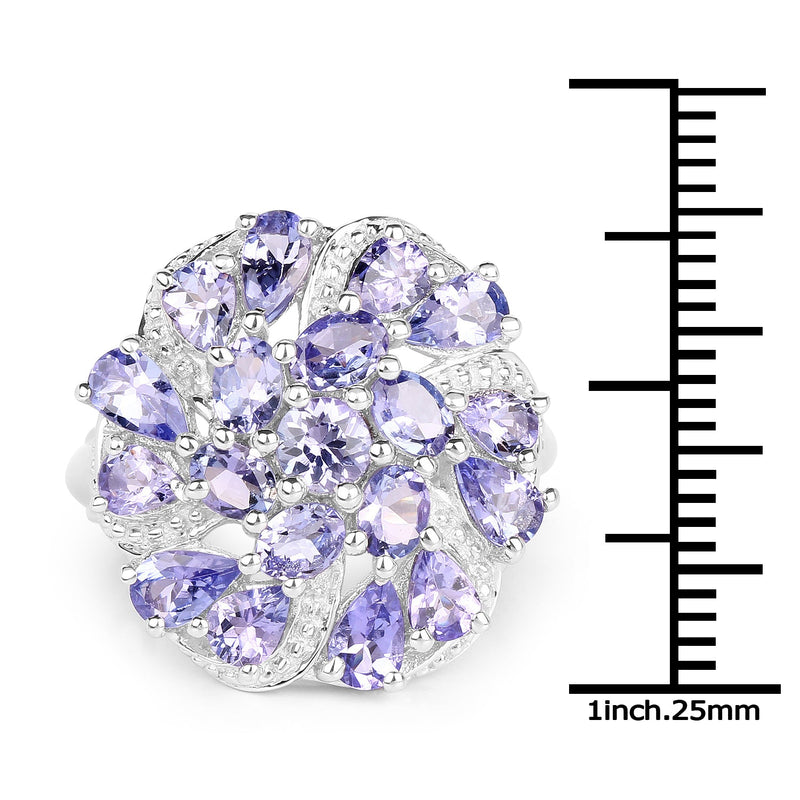 Bids.com 3.35 Carat Genuine Tanzanite .925 Sterling Silver Ring Rings White Smoke size 5.00,size 6.00,size 7.00,size 8.00,size 9.00,size 10.00