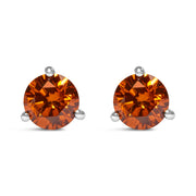 Bids.com 14K White Gold 1/2 Cttw Lab-Grown Round Brilliant-Cut Orange Diamond Classic 3-Prong Martini set Stud Earrings (Orange Color, VS1-VS2 Clarity) Earrings White Smoke White.Gold / 0.5