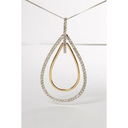 Bids.com 14K Two-Tone Gold Round Cut Diamond Double Burst Pendant Necklace (1.00 cttw, H-I Color, SI2-I1 Clarity) Necklaces Light Gray YellowWhite.Gold / 18