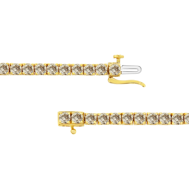 Bids.com 14K Yellow Gold Plated .925 Sterling Silver 8.0 Cttw Diamond Classic Link Tennis Bracelet (K-L Color, I2-I3 Clarity) - 7-1/4" Bracelets White Smoke Yellow.Sterling Silver / 7.25
