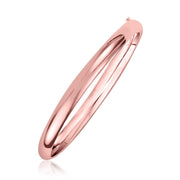 Bids.com 14k Rose Gold 5mm Fancy Shiny Dome Bangle Bracelets White Smoke 7 / Rose Gold