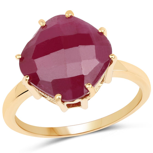 Bids.com 14K Yellow Gold Plated 8.95 Carat Glass Filled Ruby .925 Sterling Silver Ring Rings White Smoke size 6.00,size 7.00,size 8.00,size 9.00