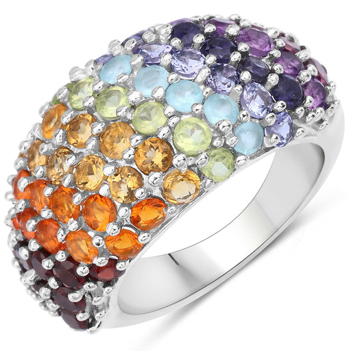 Bids.com 4.16 Carat Genuine Multi Stones .925 Sterling Silver Ring Rings White Smoke size 7.00,size 5.00,size 6.00,size 8.00,size 9.00,Size 10.00