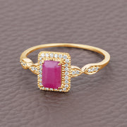 Bids.com 0.75 Carat Genuine Ruby and White Diamond 14K Yellow Gold Ring Rings Slate Gray size 5.00,size 6.00,size 7.00,size 8.00,size 9.00