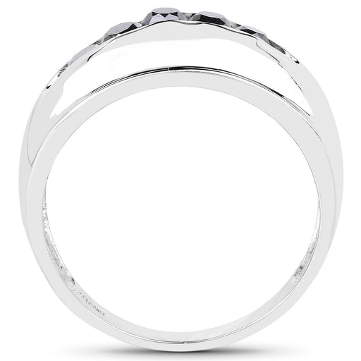 Bids.com 0.50 Carat Genuine Black Diamond .925 Sterling Silver Ring Rings White Smoke size 7.00,size 10.00,size 6.00,size 8.00,size 9.00,size 11.00,size 12.00