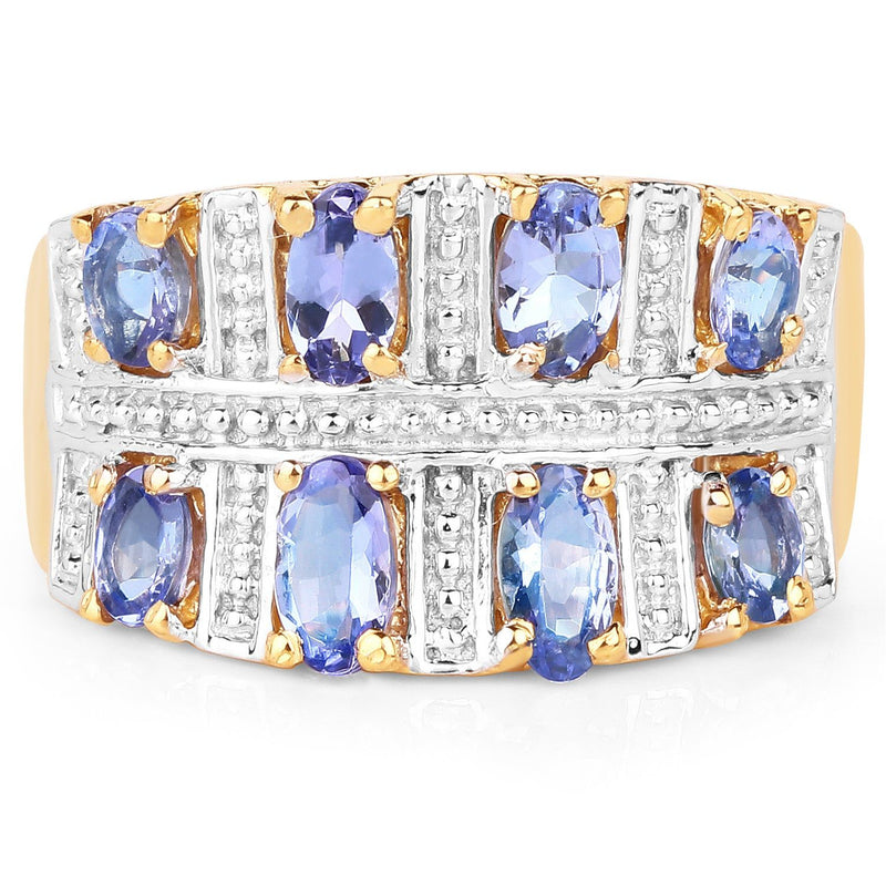 Bids.com 14K Yellow Gold Plated 1.68 Carat Genuine Tanzanite .925 Sterling Silver Ring Rings Light Gray size 6.00,size 8.00,size 7.00,size 9.00