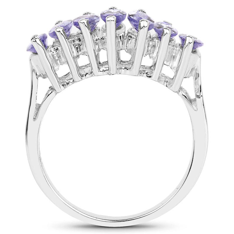 Bids.com 1.68 Carat Genuine Tanzanite .925 Sterling Silver Ring Rings White Smoke size 6.00,size 10.00,size 7.00,size 8.00,size 9.00,size 5.00