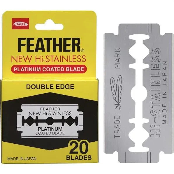 Feather Feather New Hi-Stainless Double Edge Platinum Coated Blade - 20 Blades Razors & Razor Blades White Smoke