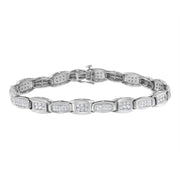 Bids.com 14K White Gold 2-1/2 Cttw Round-Brilliant & Baguette Cut Diamond 7" Alternating Flared Links Tennis Bracelet (H-I Color, SI1-SI2 Clarity) Bracelets White Smoke White.Gold / 7