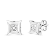 Bids.com 10K White Gold 1/3 Cttw Invisible Set Style Princess-Cut Diamond Stud Earrings (H-I Color, SI2-I1 Clarity) Earrings White Smoke White.Gold / 0.3