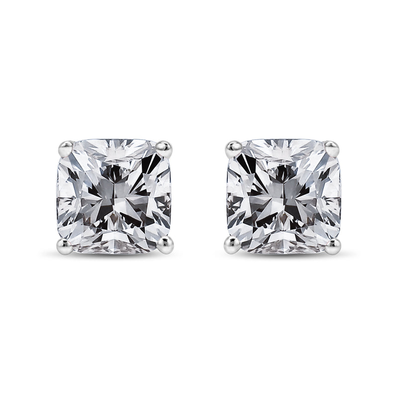 Bids.com 14K White Gold 1 1/2 Cttw Clarity Enhanced Princess Cut Diamond Solitaire Stud Earrings (I-J Color, I1-I2 Clarity) Earrings White Smoke White.Gold / 1.5