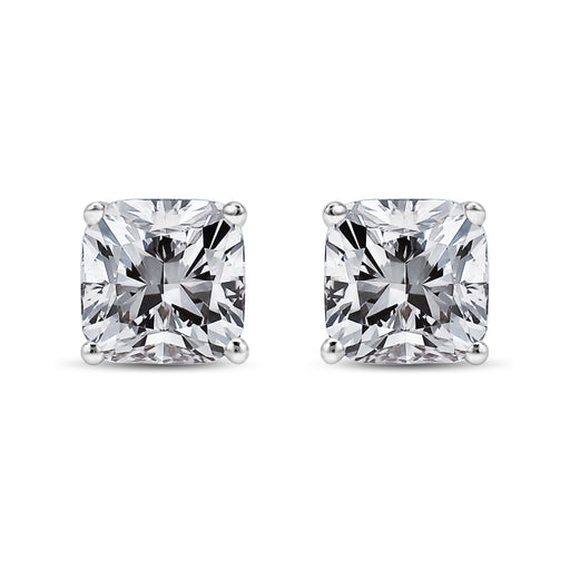 Bids.com 14K White Gold 1 1/2 Cttw Clarity Enhanced Princess Cut Diamond Solitaire Stud Earrings (I-J Color, I1-I2 Clarity) Earrings White Smoke White.Gold / 1.5