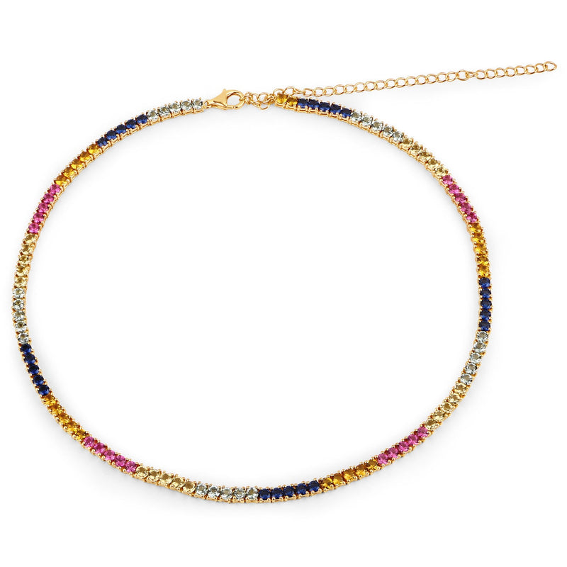 Bids.com 11.65 Carat Created Multi Sapphire .925 Sterling Silver Necklace Necklaces White Smoke