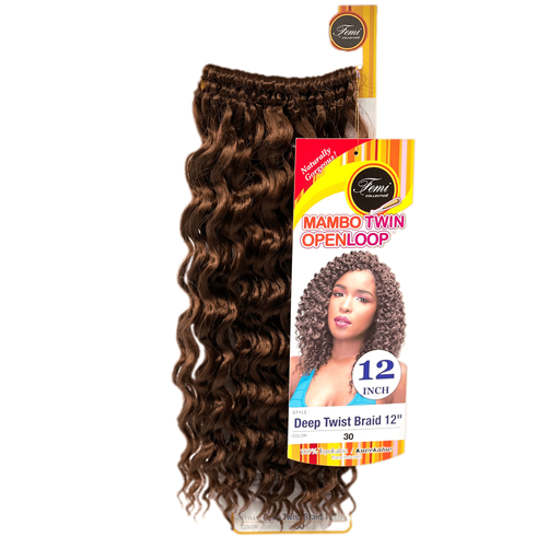 VIP Extensions Femi Collection Mambo Twin Open Loop Deep Twist Braid, 12" Braiding Hair White Smoke 30