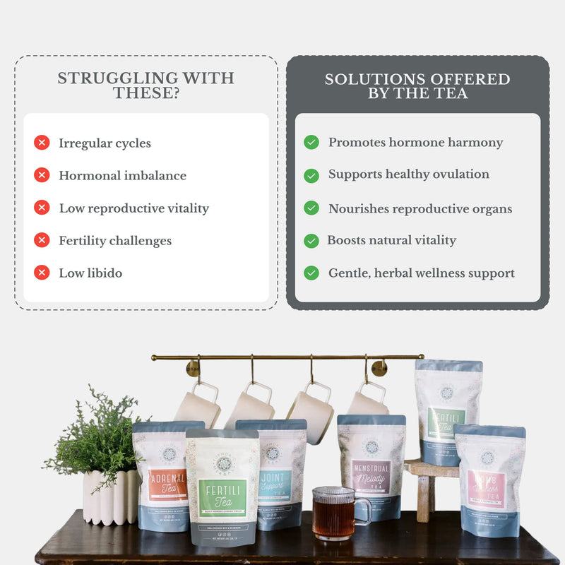 Euphoric Herbals FertiliTea Hormone Balancing Tea Herbal Tea White Smoke 60 Cup Servings,30 Cup Servings