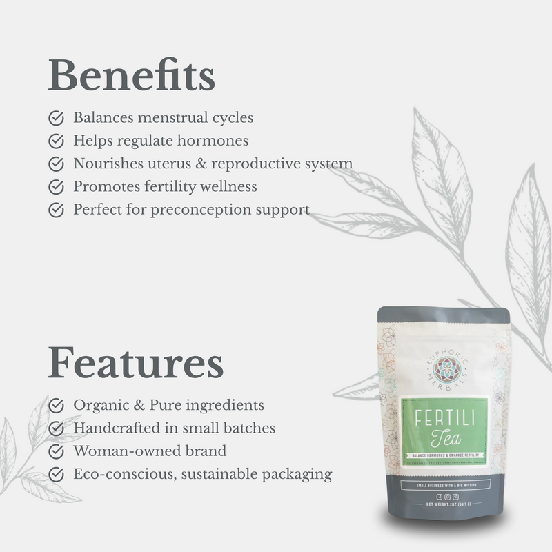 Euphoric Herbals FertiliTea Hormone Balancing Tea Herbal Tea Lavender 60 Cup Servings,30 Cup Servings