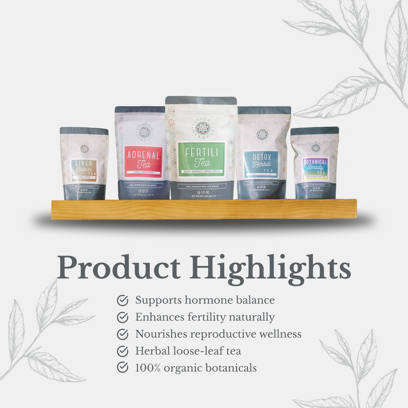 Euphoric Herbals FertiliTea Hormone Balancing Tea Herbal Tea Lavender 60 Cup Servings,30 Cup Servings