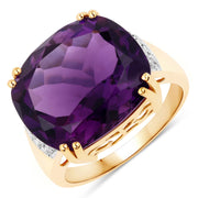 Bids.com 11.42 Carat Genuine Amethyst and White Diamond 14K Yellow Gold Ring Rings White Smoke size 6.00,size 7.00,size 8.00,size 5.00,size 9.00
