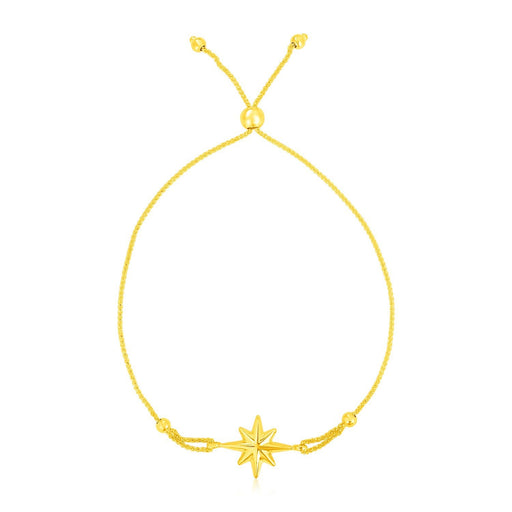 Bids.com 14k Yellow Gold Adjustable Bracelet with Star Bracelets White Smoke 9.25 / Yellow Gold