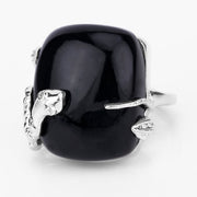 Bids.com 21.04 Carat Genuine Black Onyx and White Topaz .925 Sterling Silver Ring Rings White Smoke size 5.00,size 6.00,size 7.00,size 8.00,size 9.00