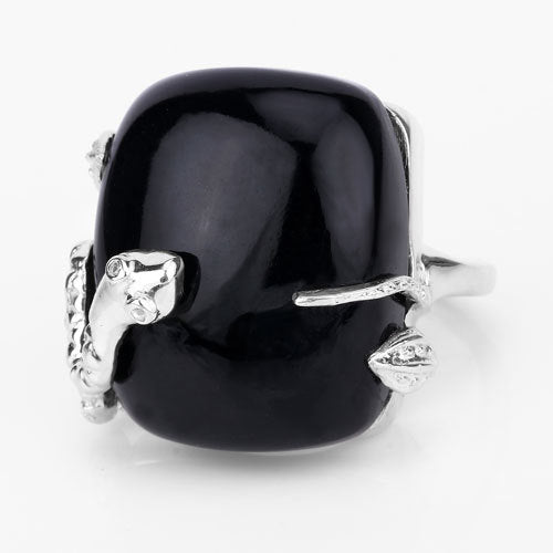 Bids.com 21.04 Carat Genuine Black Onyx and White Topaz .925 Sterling Silver Ring Rings White Smoke size 5.00,size 6.00,size 7.00,size 8.00,size 9.00