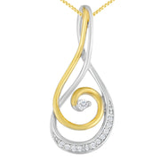 Bids.com Espira 10K Two-Tone Gold Round Cut Diamond Sparkling Spiral Pendant Necklace (1/6 cttw, J-K Color, I2-I3 Clarity) Necklaces White Smoke YellowWhite.Gold / 18