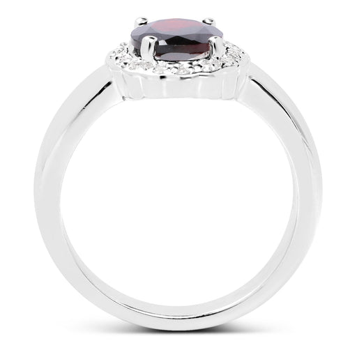 Bids.com 2.58 Carat Genuine  Garnet and White Topaz .925 Sterling Silver Ring Rings White Smoke Size 9.00,size 6.00,size 7.00,size 8.00,9.00,size 5.00