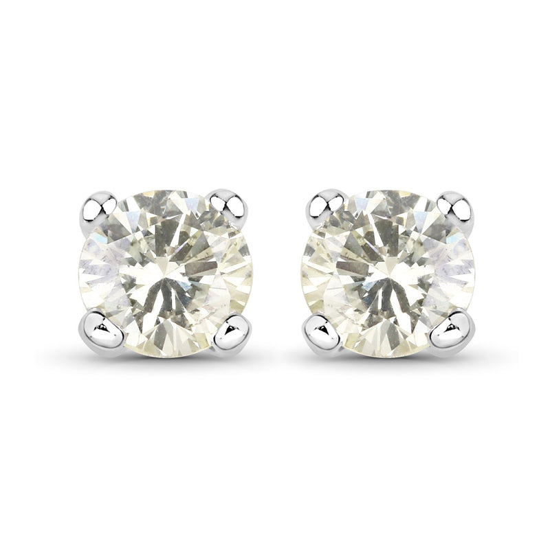 Bids.com 0.71 Carat Genuine White Diamond 14K White Gold Earrings Earrings White Smoke