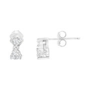 Bids.com 14KT White Gold 1/2 cttw Double Diamond Dangle Stud Earrings (H-I, I1-I2) Earrings White Smoke White.Gold / 0.5