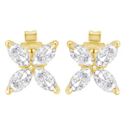 Bids.com 14K White Gold 1/2 Cttw Marquise Diamond 8 Stone Floral Leaf Stud Earrings (H-I Color, SI1-SI2 Clarity) Earrings White Smoke White.Gold / 0.5,Yellow.Gold / 0.5,Yellow.Gold / 0.75
