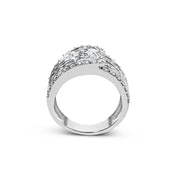 Bids.com 10K White Gold 2 1/2 Cttw Round and Baguette-Cut Diamond Multi-Row Bypass Ring (J-K Color, I2-I3 Clarity) - Ring Size 7 Rings White Smoke 7 / White.Gold,6 / White.Gold,8 / White.Gold,9 / White.Gold